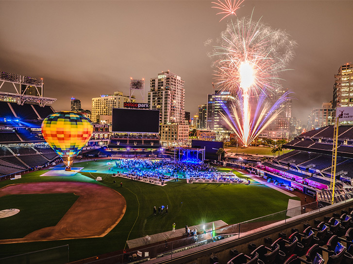 Petco Park in San Diego at Night with Fireworks