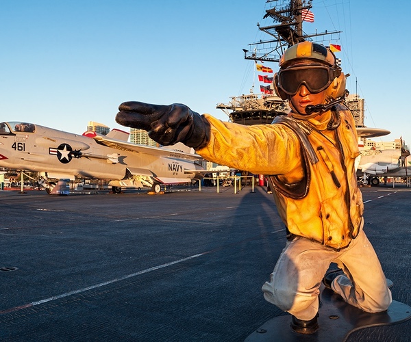 Shotter statue on the Flight Deck of the USS Midway Museum
