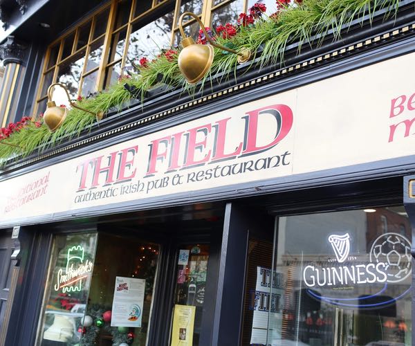 The Field Irish Pub sign in Gaslamp Quarter in Downtown San Diego
