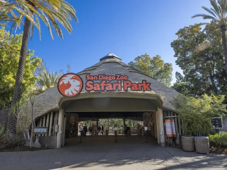 The Entrance to the Safari Park on a sunny day. 