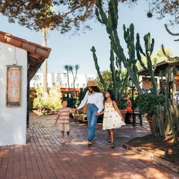 A Mother and her children walking through Old Town