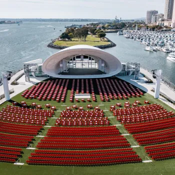 Aerial view of the Rady Shell concert venue