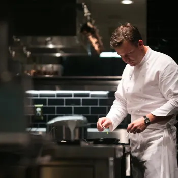 Chef Bradley in the Adsison kitchen in San Diego's Del Mar