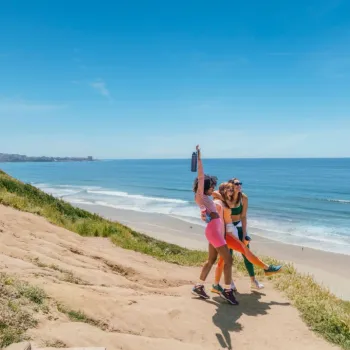 A group of women hiking in La Jolla Torrey Pines Nature Reserve in San Diego
