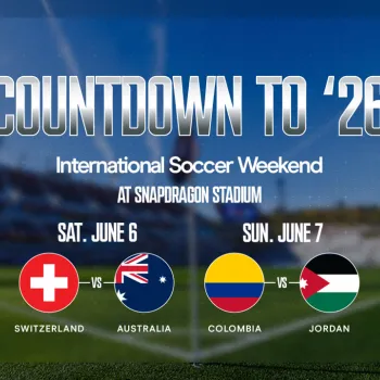 Event schedule for International Soccer Weekend, featuring matchups and dates.