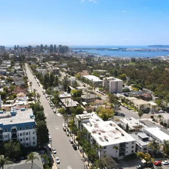 An aerial view of the Bankers Hill neighborhood of San Diego.