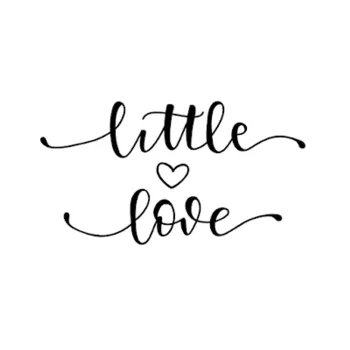 Cursive text reads "little love" with a heart between the words, all in black on a white background.