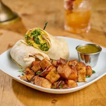 A plate of food on a table.