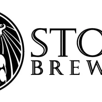 Stone Brewing logo featuring a horned gargoyle holding a beer mug, with the words "Stone Brewing" in bold, stylized font on the right.