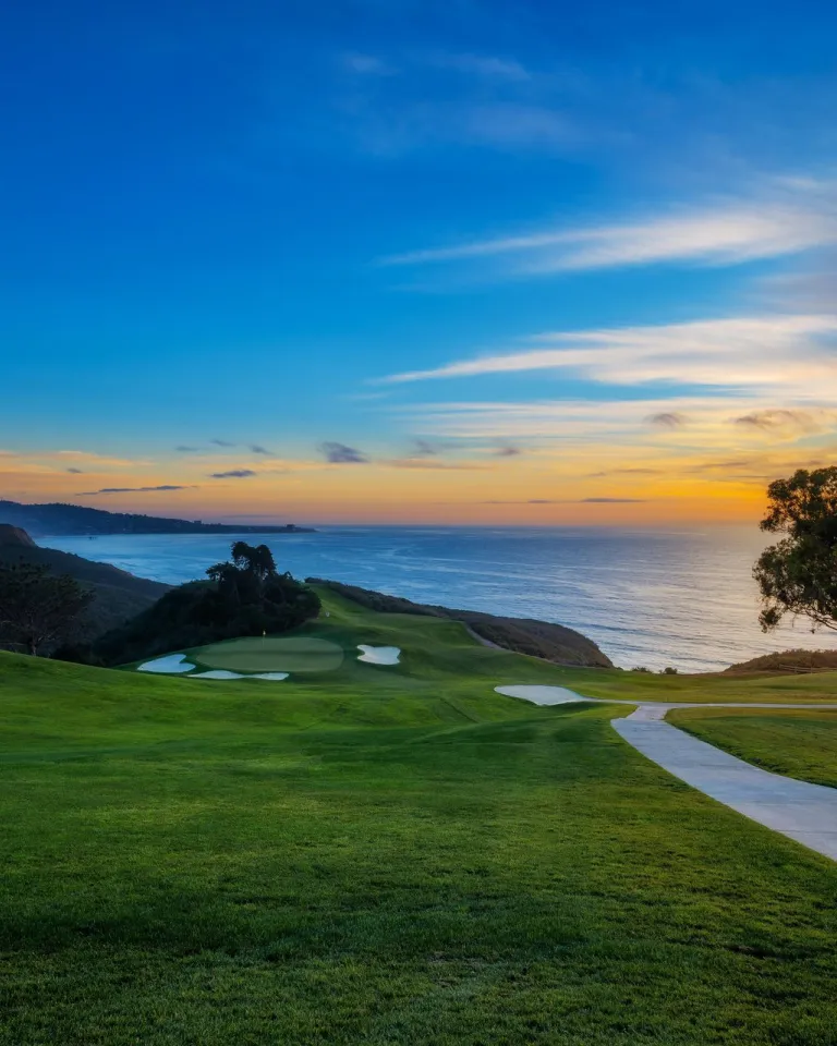 Torrey Pines over the ocean just after sunset in San Diego