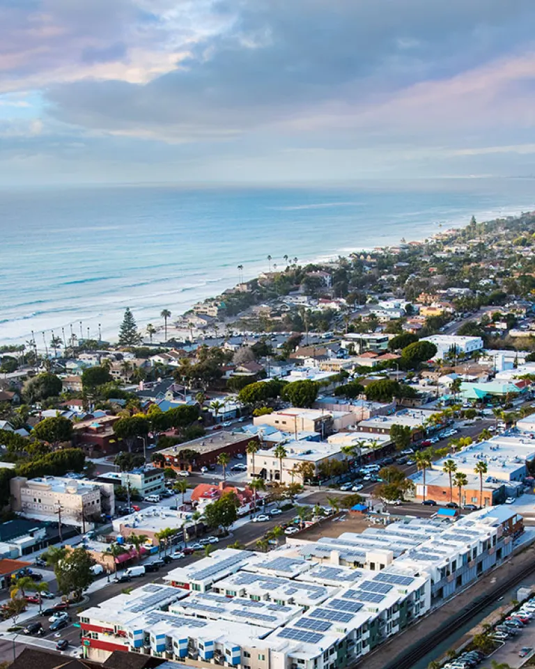 Historic Highway 101 along the coast in San Diego, CA