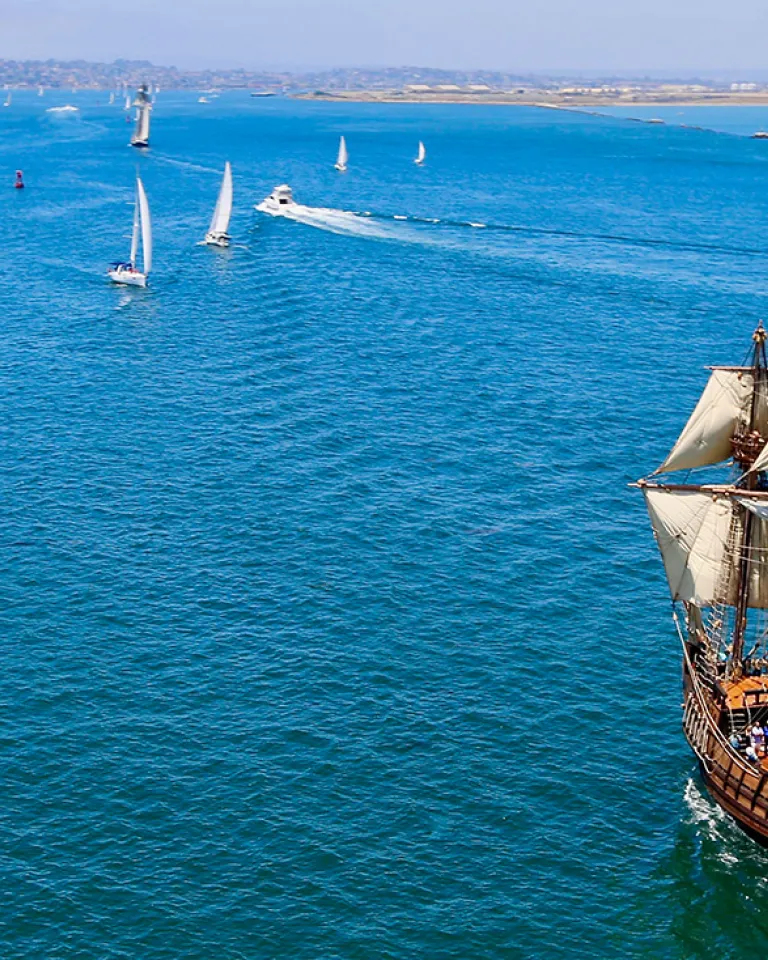 Maritime Museum's San Salvador sailing on San Diego Bay