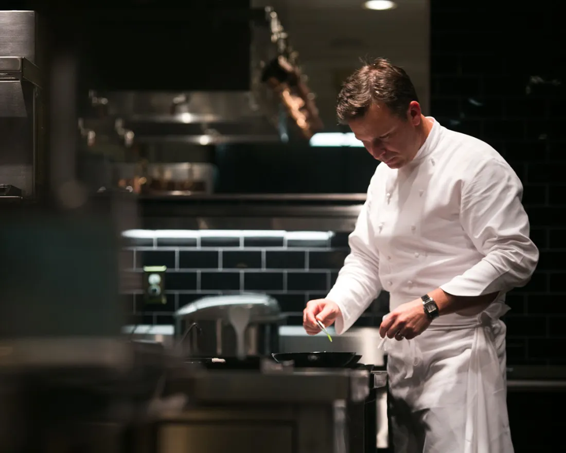 Chef Bradley in the Adsison kitchen in San Diego's Del Mar