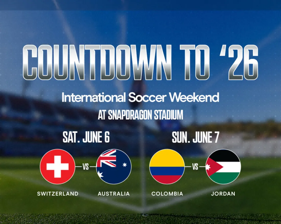 Event schedule for International Soccer Weekend, featuring matchups and dates.