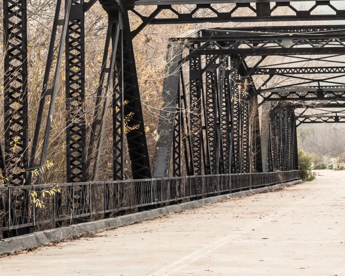 Bridge with trees coming through the sides along historic Highway 94 in San Diego, CA