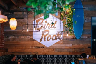 Bird Rock sign in this San Diego neighborhood restaurant