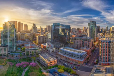 Aerial Skyline View of East Village in Downtown San Diego