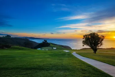Torrey Pines over the ocean just after sunset in San Diego