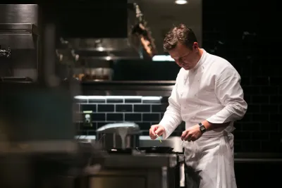 Chef Bradley in the Adsison kitchen in San Diego's Del Mar
