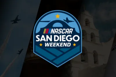 NASCAR logo in blue with a black background