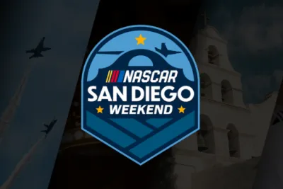 NASCAR logo in blue with a black background