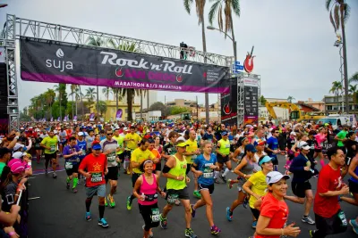 Racers participating in the Rock and Roll marathon on the streets of San Diego