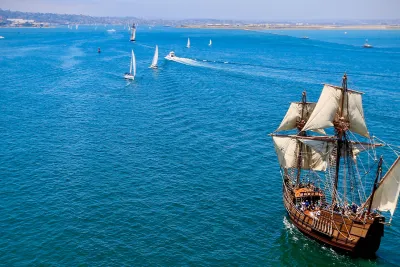 Maritime Museum's San Salvador sailing on San Diego Bay