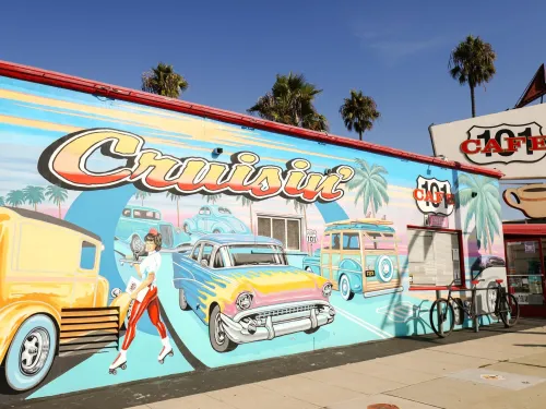 Oceanside's colorful 101 Cafe Mural on Highway 101 in San Diego