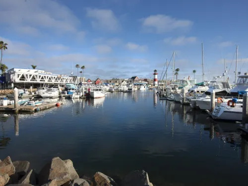 Oceanside Harbor featuring boats along the water