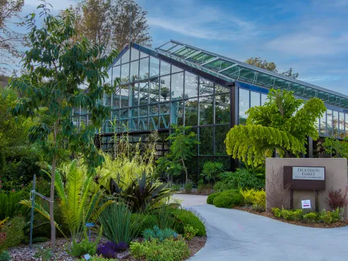 The outside view of the San Diego Botanic Garden with the sign