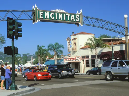 The Encinitas Street Sign During April Street Fair