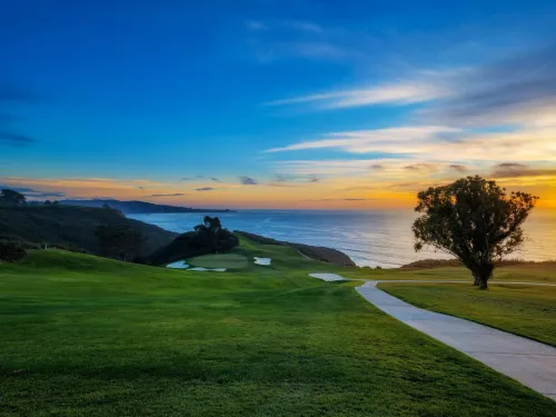 Torrey Pines over the ocean just after sunset in San Diego
