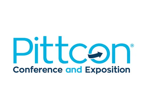 Pittcon Conference and Exposition logo with a blue arrow forming part of the letter "o" in "Pittcon" on a white background.