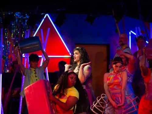 Actors onstage of the LGBTQIA+themed Diversionary Theatre in the University Heights neighborhood of San Diego, CA