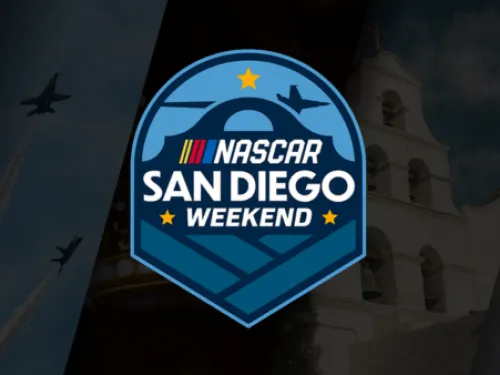 NASCAR logo in blue with a black background