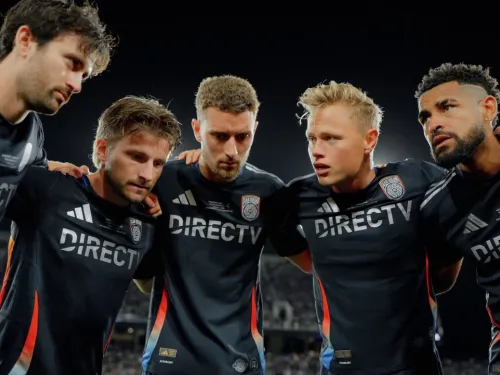 San Diego FC players gathered in a huddle at halftime of a game. 