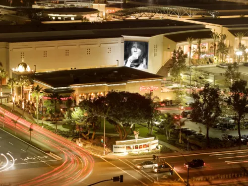 A view of the Fashion Valley Mall in San Diego at night.
