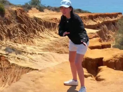 Gerry Isabelle at the torey pines nature reserve hike during her road trip to San Diego. Over looking the ocean 