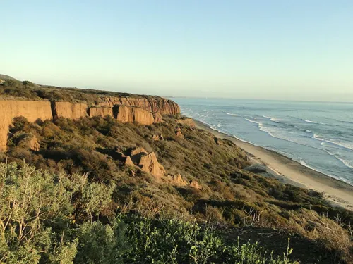 Cliffs alongside the beach of San Onofre State Beach in San Diego, CA