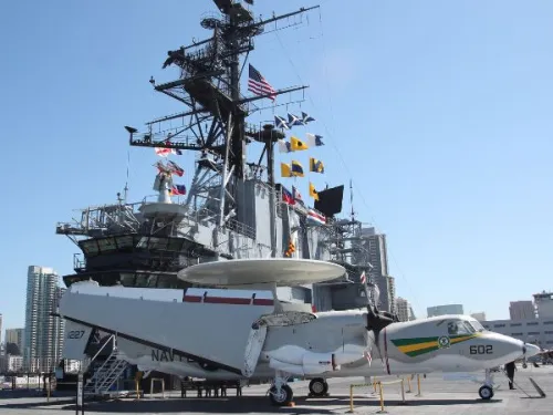 Planes aboard the USS Midway Museum ship in San Diego, CA
