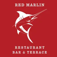 Logo for Red Marlin Restaurant Bar & Terrace featuring a stylized marlin fish on a red background with white text.