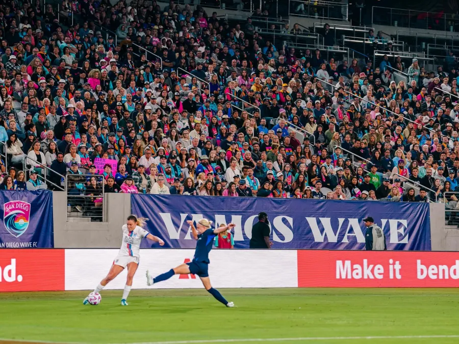A wave player on the field at snapdragon stadium in San Diego