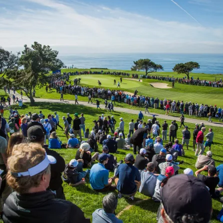 A group of golfers at Torrey Pines in San Diego during the Farmers Insurance Open